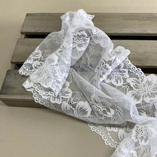 Stretch Lingerie Lace 200mm White