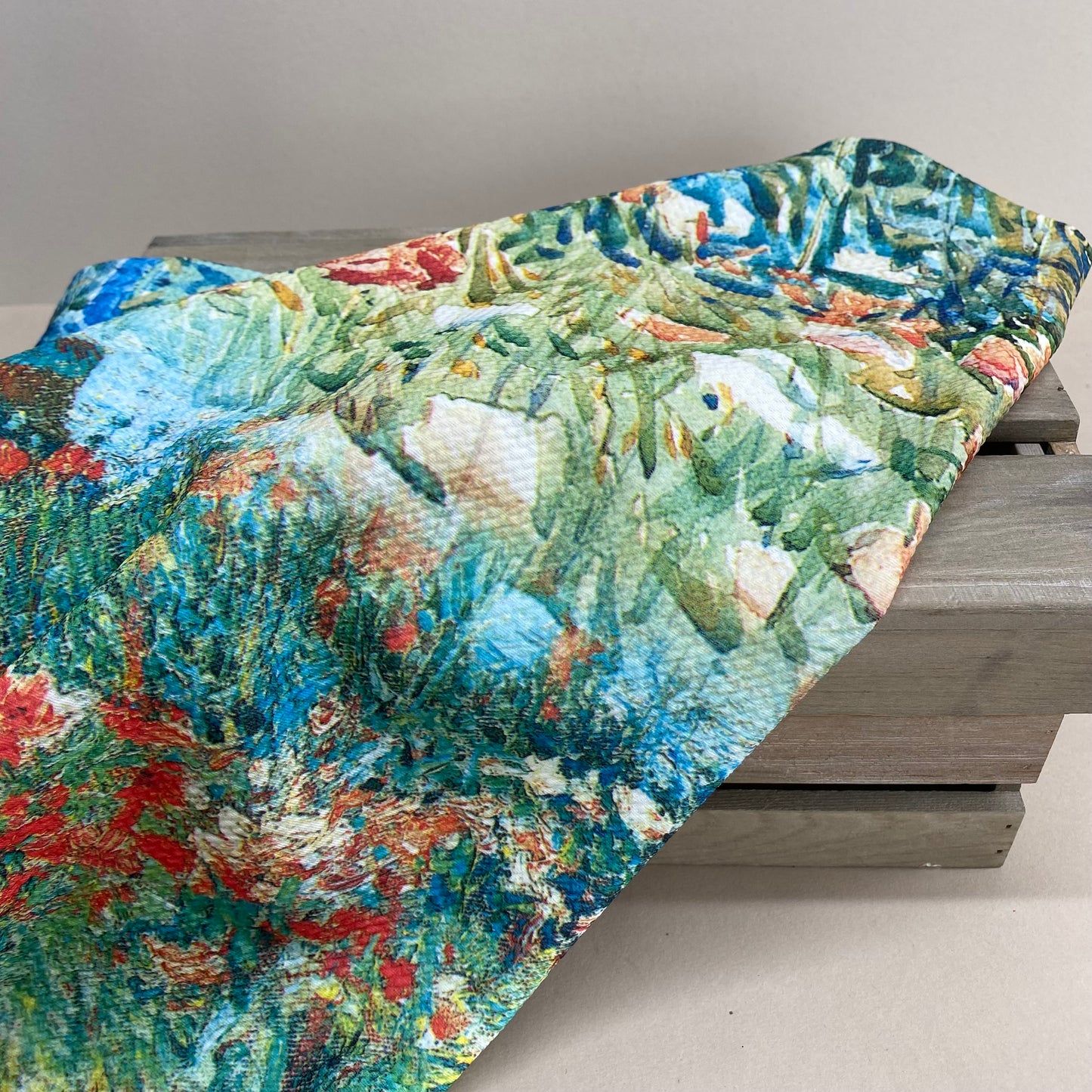 Border Print Floral Scuba Knit Fabric 1m
