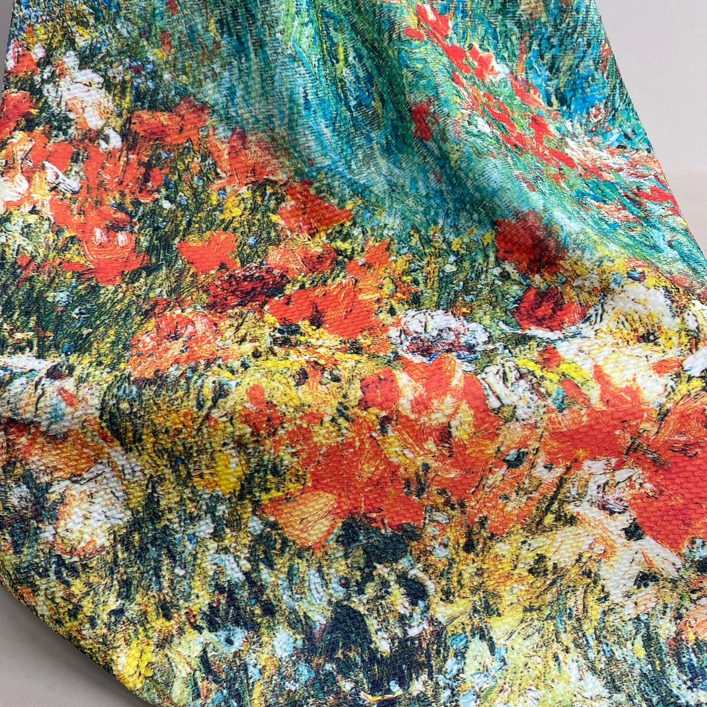 Border Print Floral Scuba Knit Fabric 1m