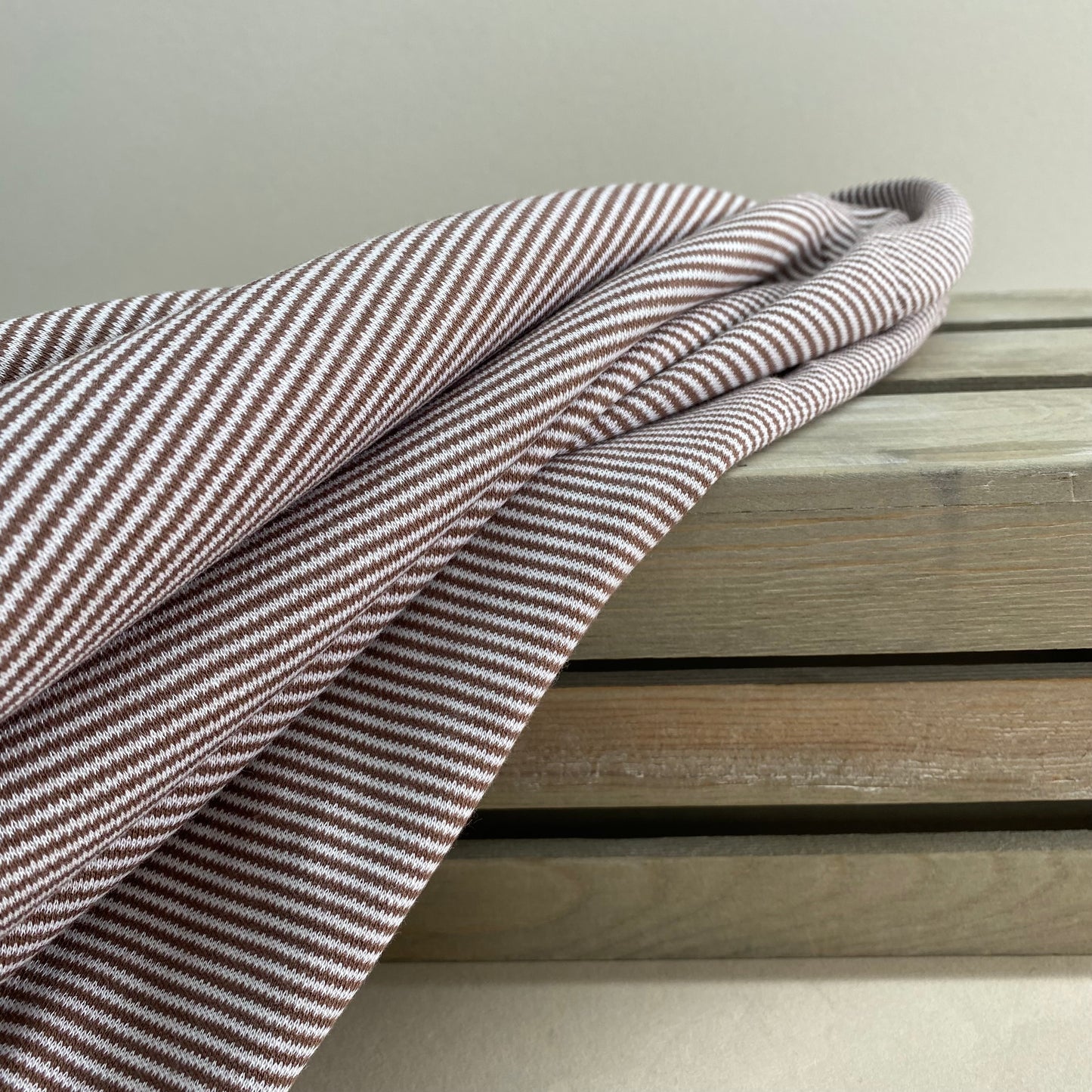 Lightweight Striped Sweater Knit Milk Chocolate Pinstripe