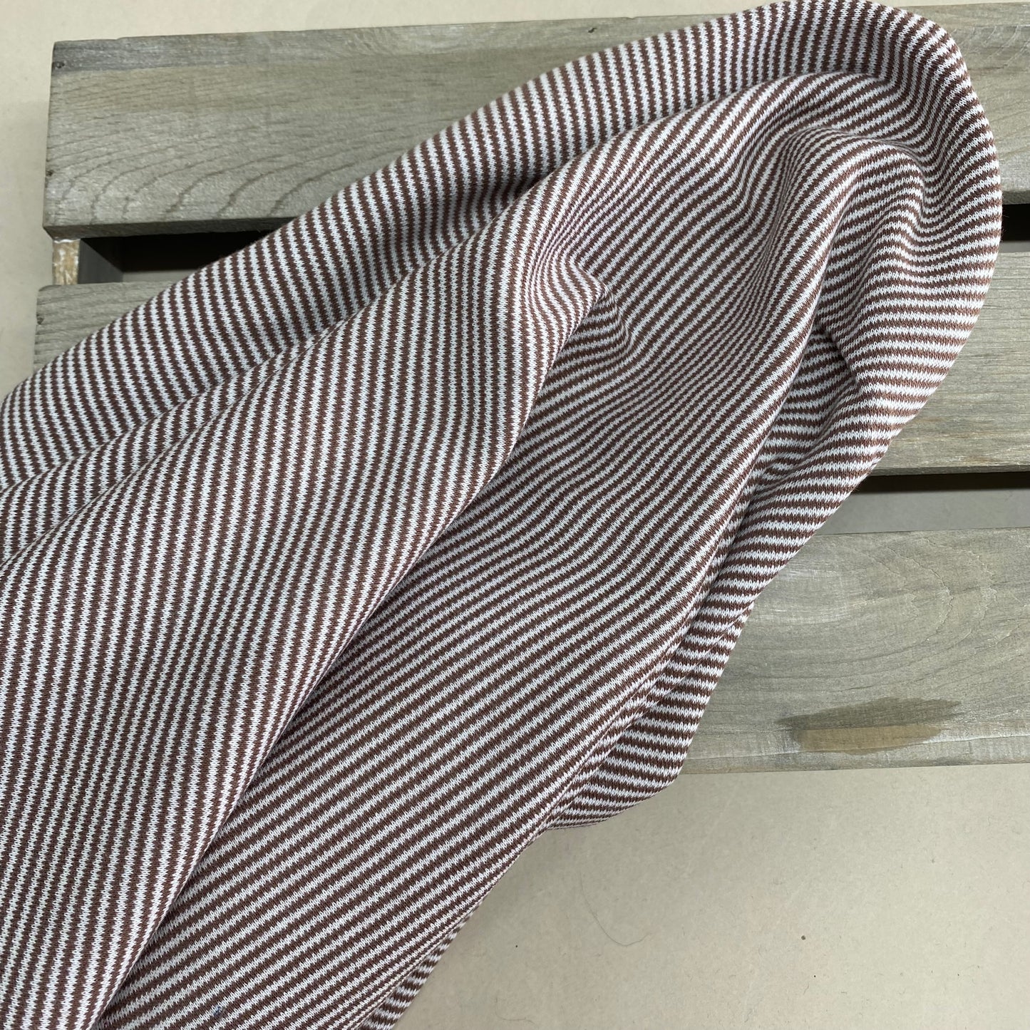 Lightweight Striped Sweater Knit Milk Chocolate Pinstripe