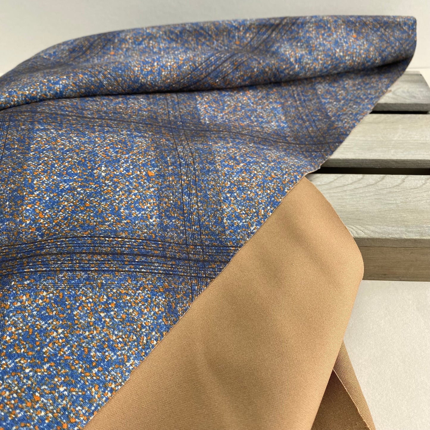 Velvet Scuba Check Granite Speckle Bright Print Blue 1.4m