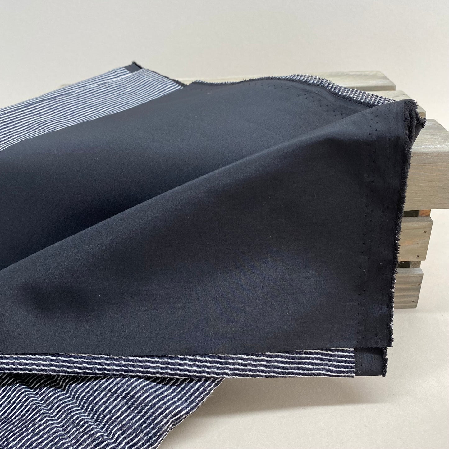 Japanese Water Resistant Double Faced Rainwear Fabric Black /Striped 2.3m
