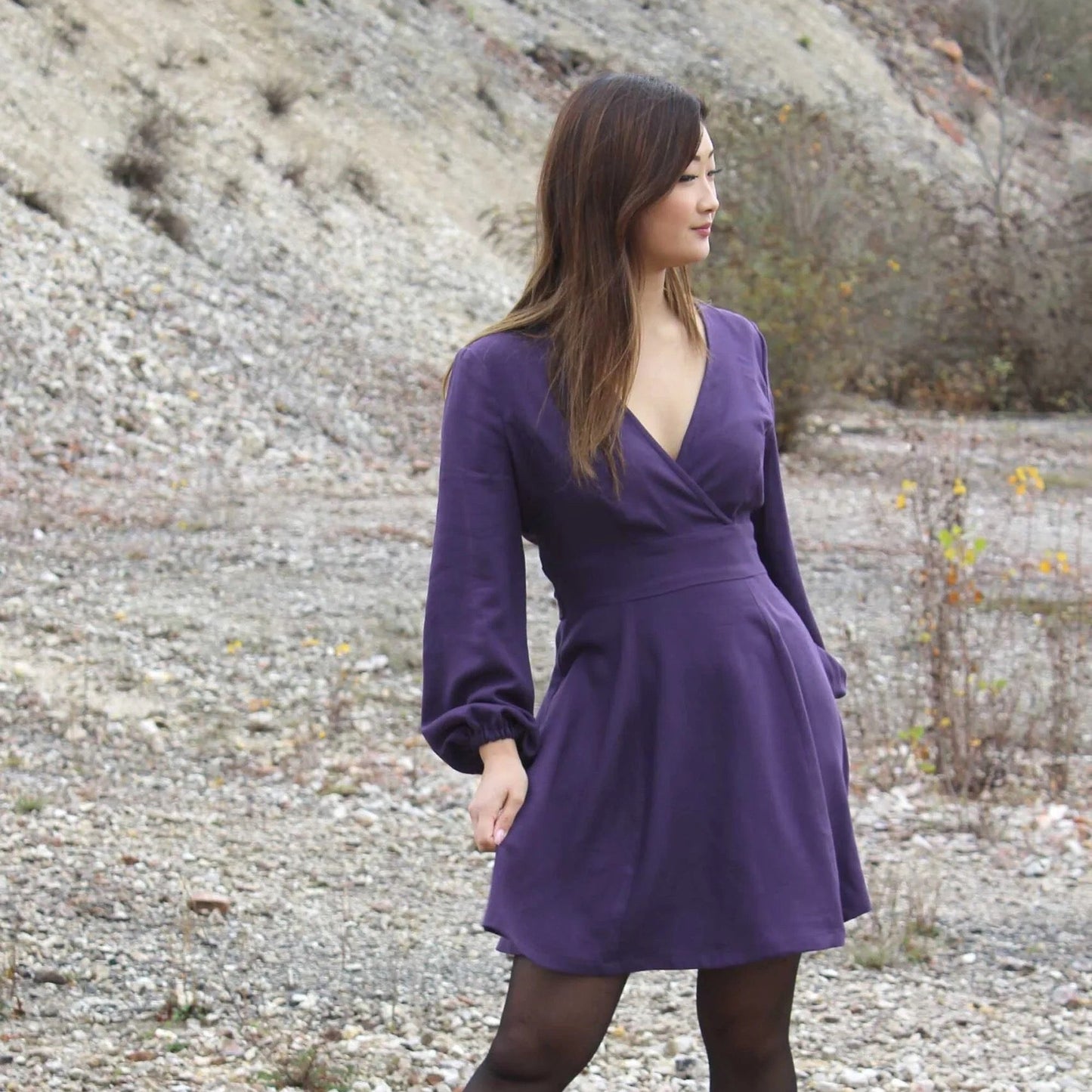 Eglantine et Zoe Viscose Crepe Violet