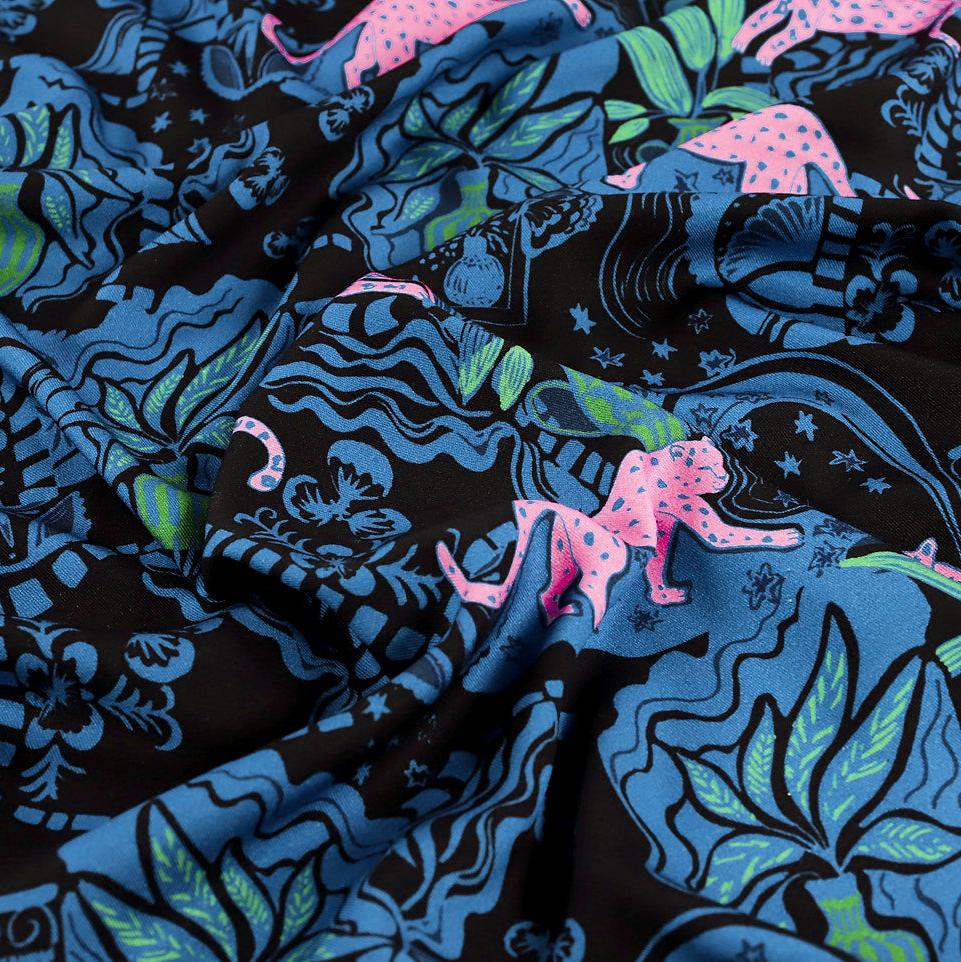Fabric Godmother Leo’s Palace Midnight Viscose Twill 1.2m