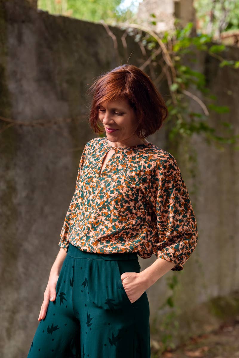 Eglantine et Zoé Green Granite Viscose Fabric