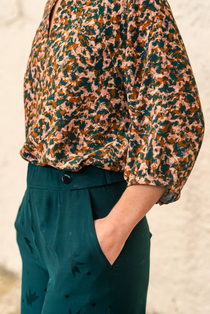Eglantine et Zoé Green Granite Viscose Fabric