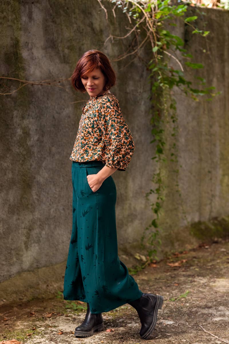 Eglantine et Zoé Green Granite Viscose Fabric