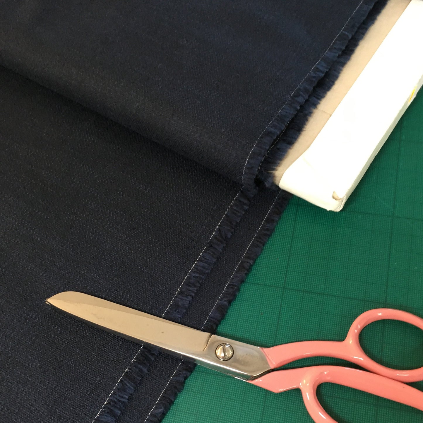 Stretch Linen Cotton Blend Fabric Navy Blue 0.5m