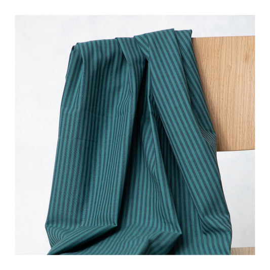 Mind the MAKER Organic Oxford Cotton Stripe Indigo Night & Chalky Green