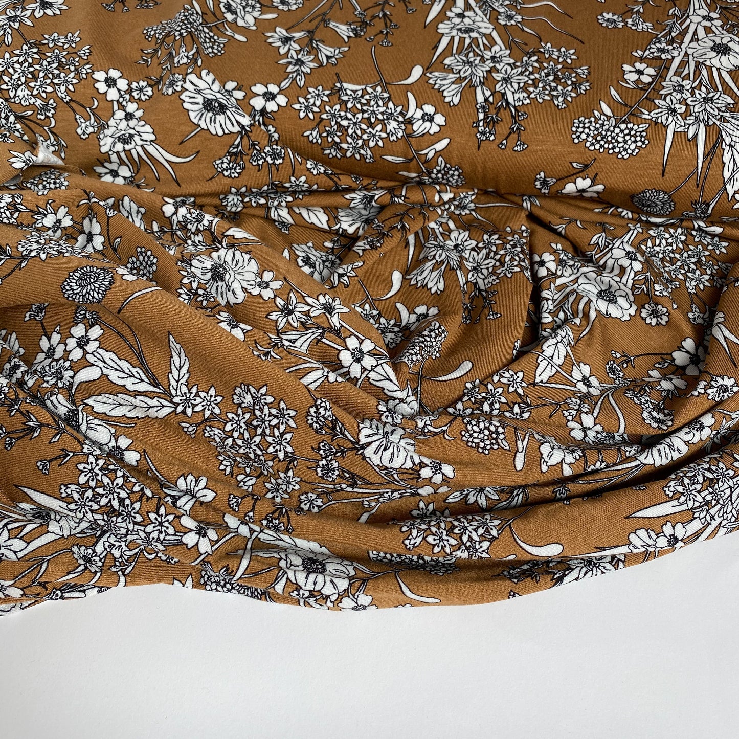 Cottage Garden Caramel Viscose Jersey