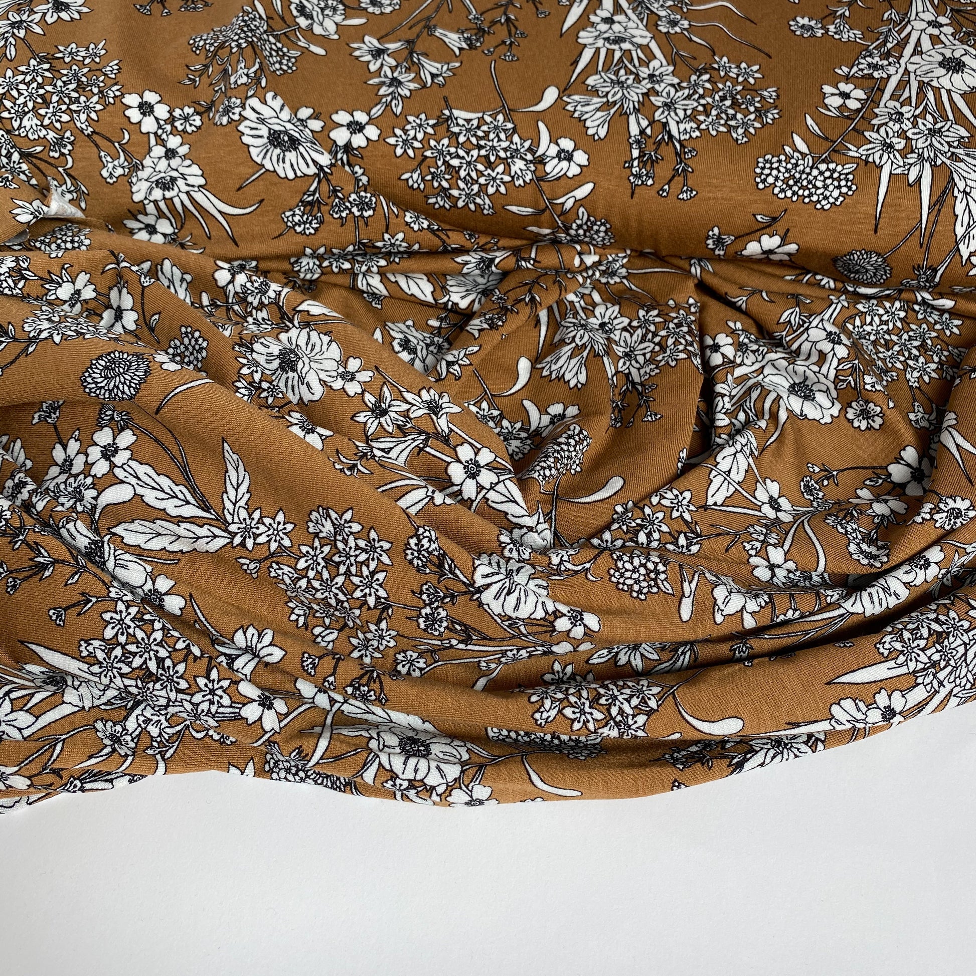 Cottage Garden Caramel Viscose Jersey