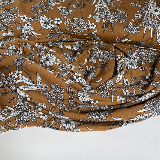 Cottage Garden Caramel Viscose Jersey