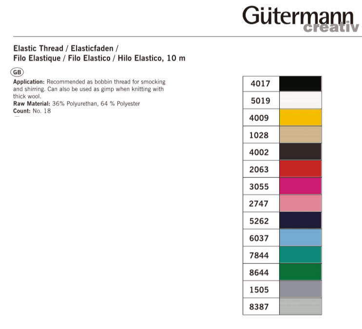 Gütermann Elastic Shirring Thread Reel 10m