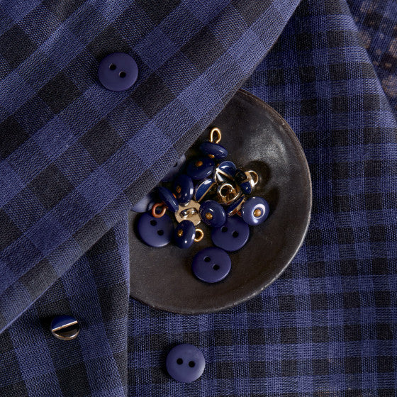 Atelier Brunette Night Cobalt Cotton Gingham