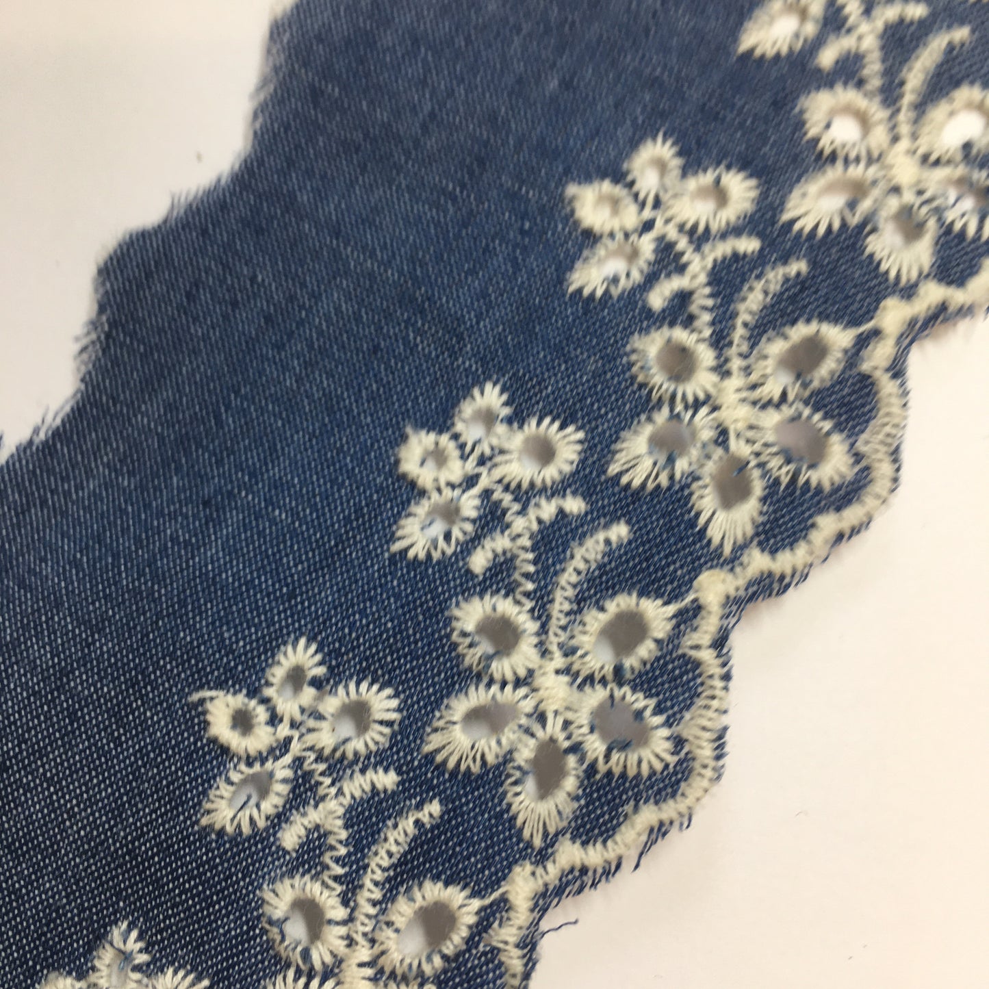 Chambray Eyelet Lace Denim Blue Lace 60mm