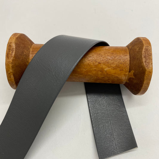 Faux Smooth Leather Bias Binding Grey 25mm