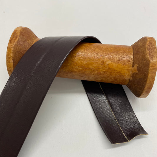 Faux Smooth Leather Bias Binding Dark Brown 25mm