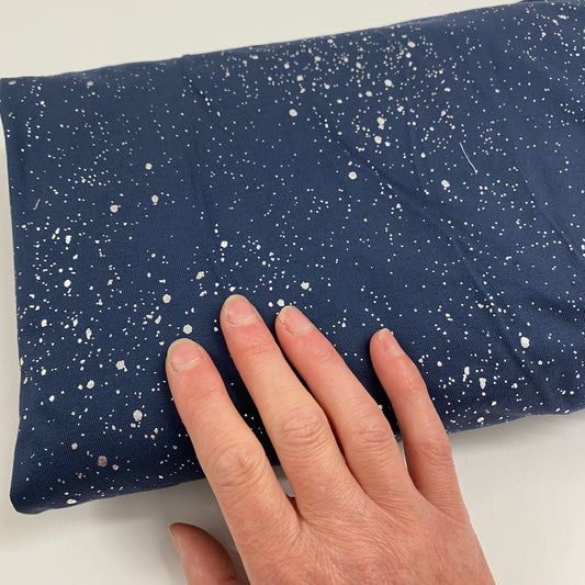 Spotty Cotton Jersey Fabric Sparkly Navy