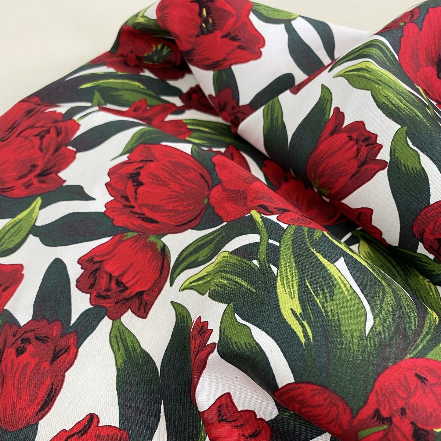 White Tulips Cotton Poplin