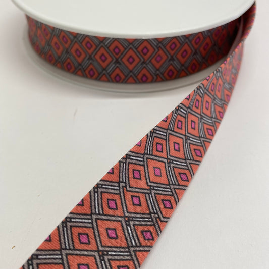 Diamond Cotton Bias Binding Orange 27mm