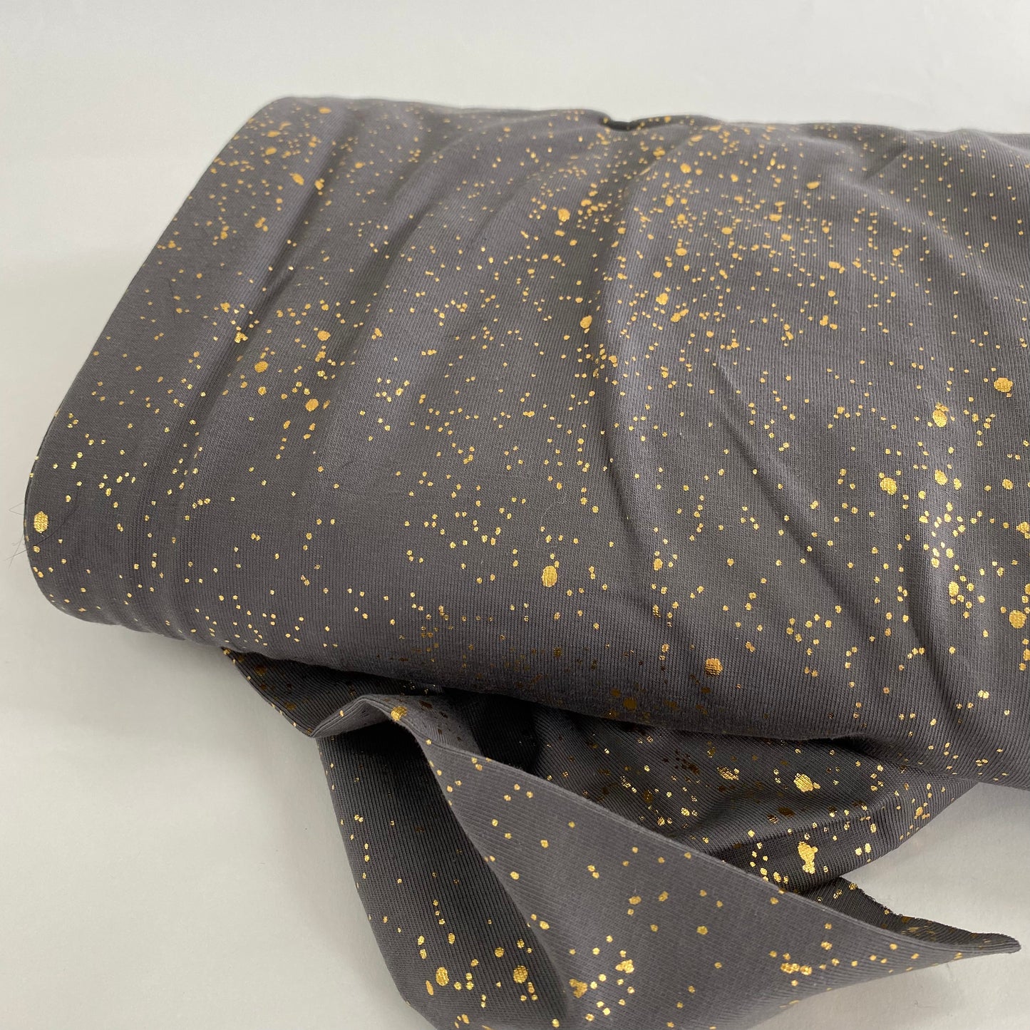 Spotty Cotton Jersey Fabric Sparkly Gold