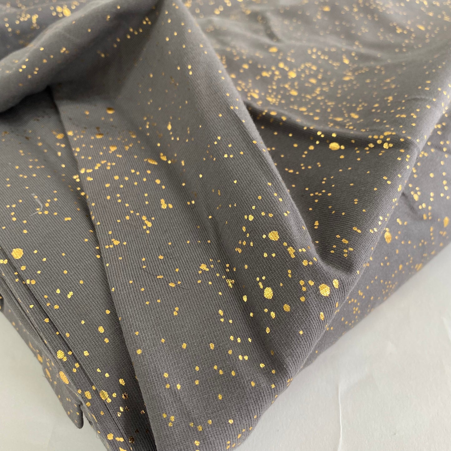Spotty Cotton Jersey Fabric Sparkly Gold
