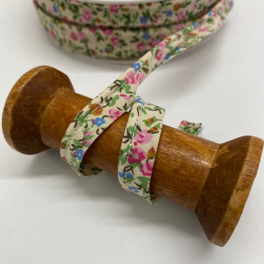 Floral Cotton Insertion Piping Buttermilk