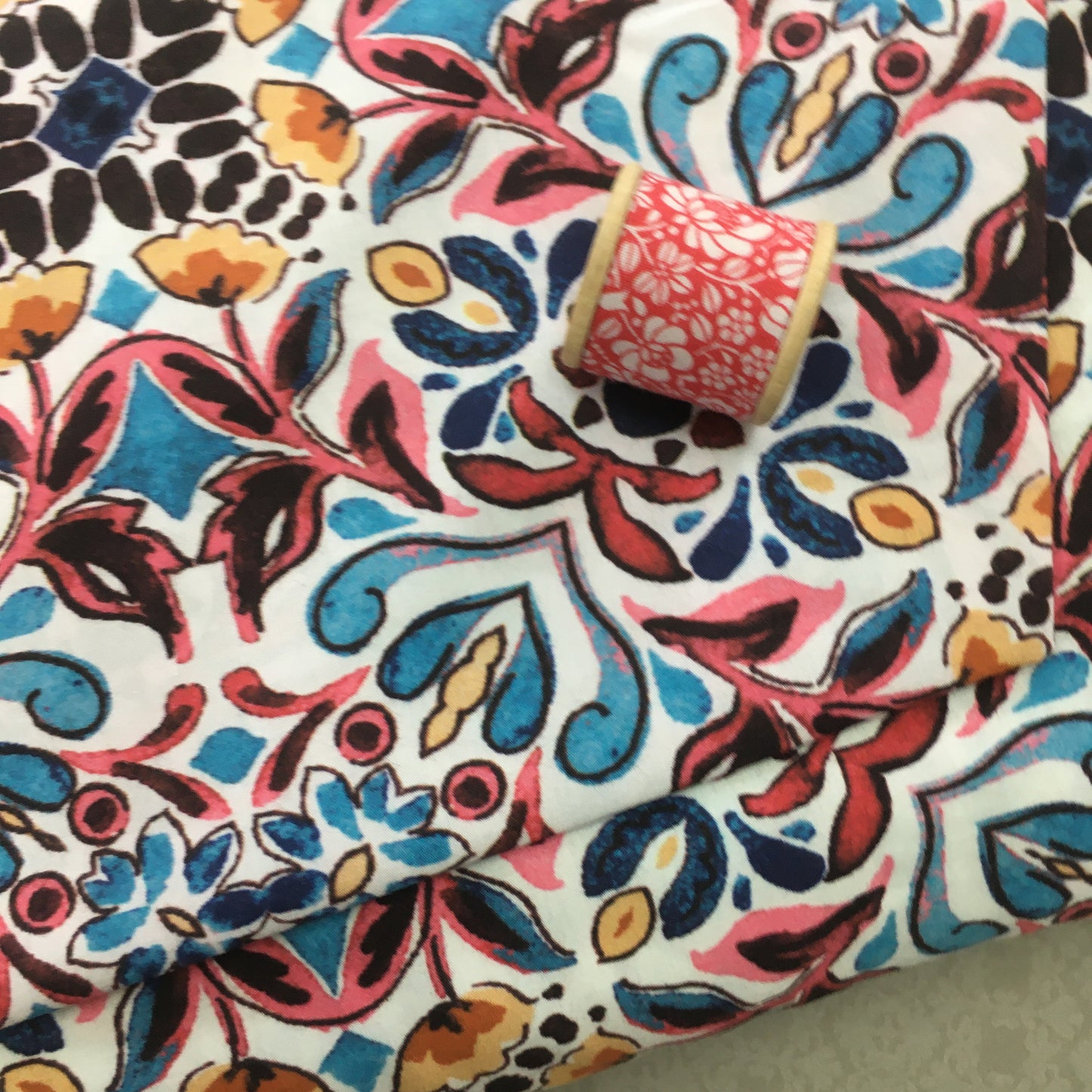 Portuguese Tile Cotton Poplin Print 2.5m