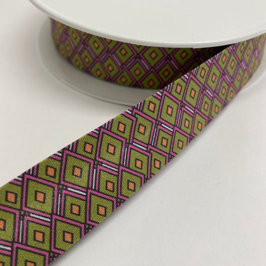 Diamond Cotton Bias Binding Lime 27mm