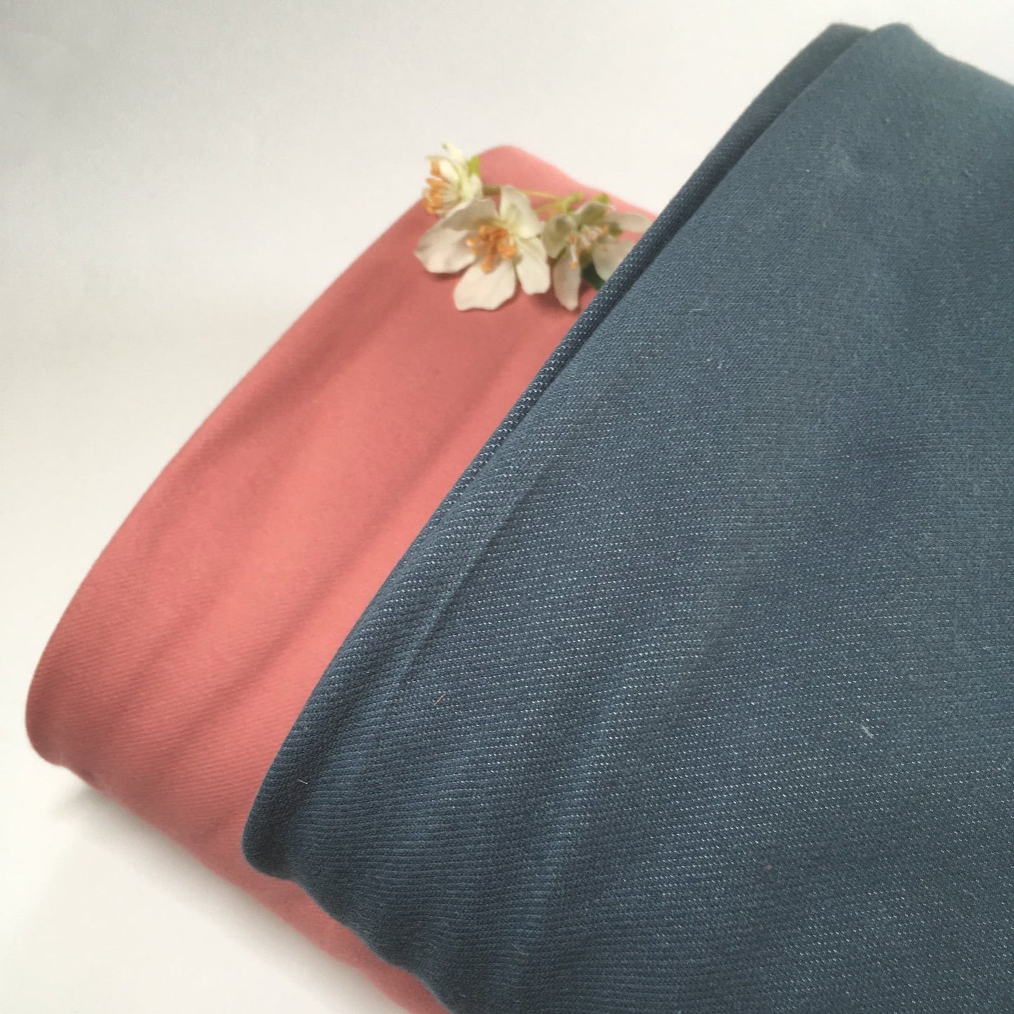 Dusky Denim Cotton Knit Dress Fabric
