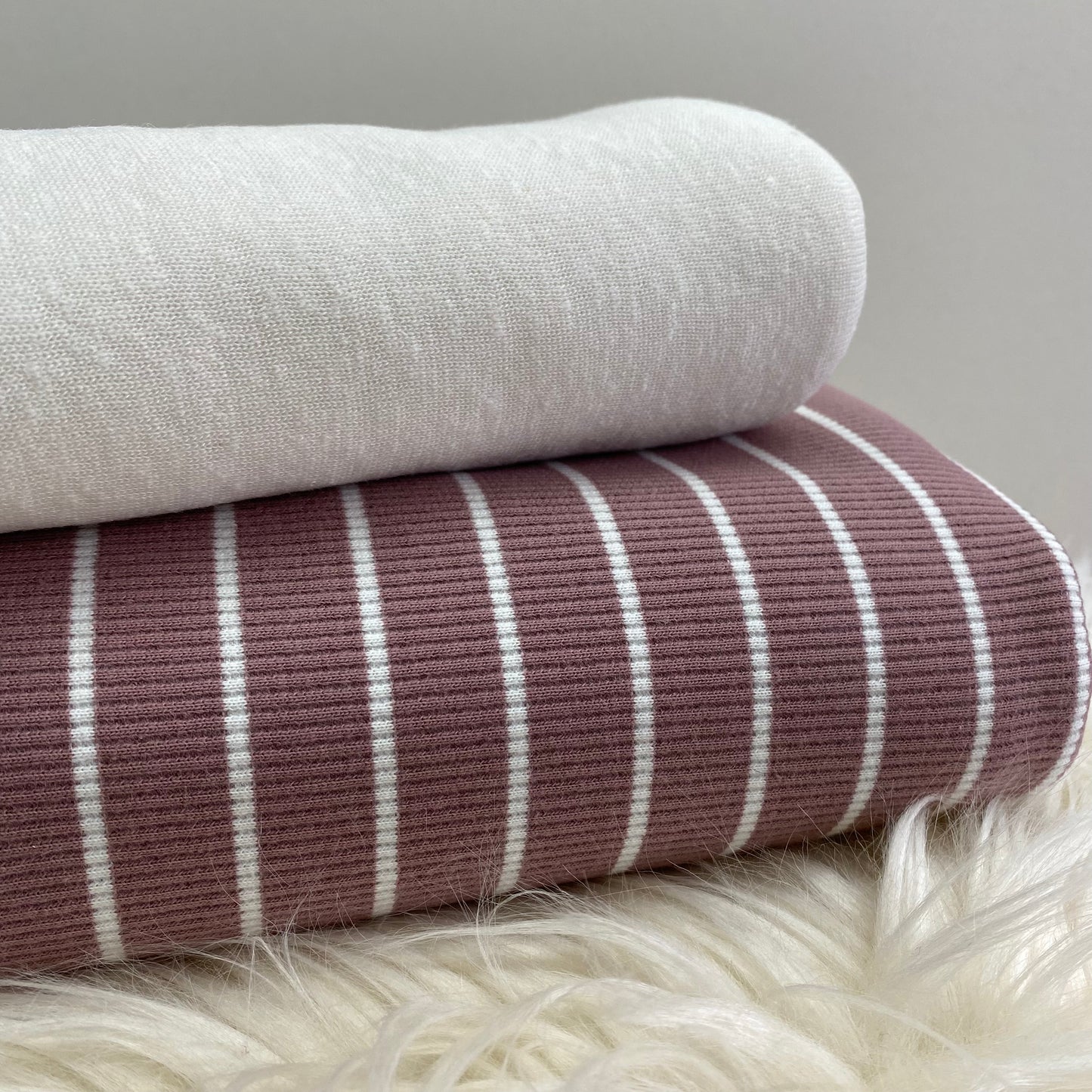 Ribbed Stripe Jersey Knit Dark Rose