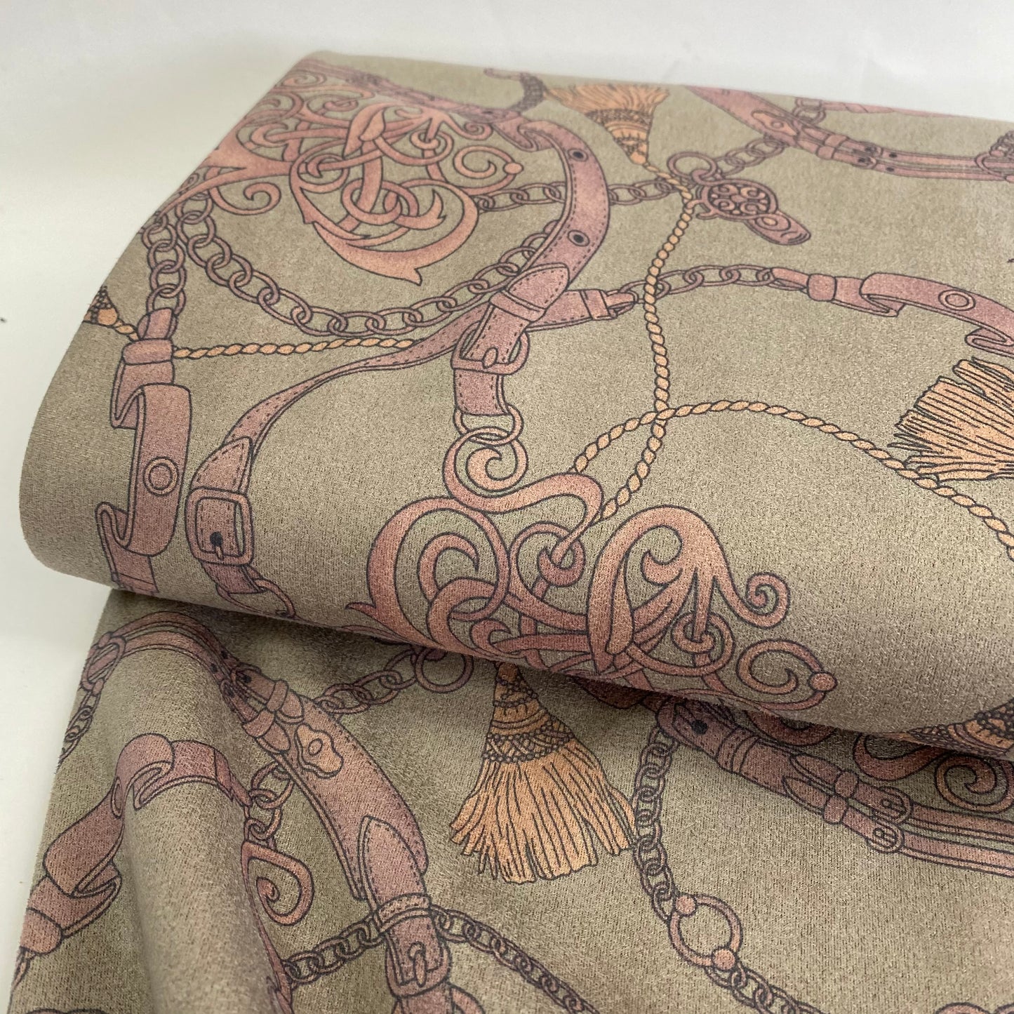 Velvet Scuba Equestrian Print Soft Grey