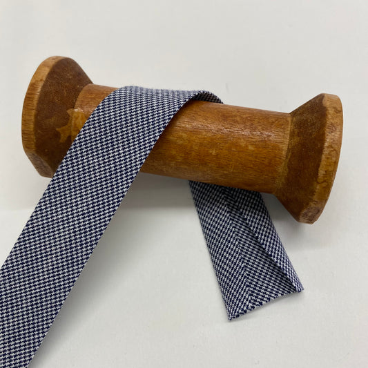 Puppy Tooth Cotton Bias Binding Navy 20mm