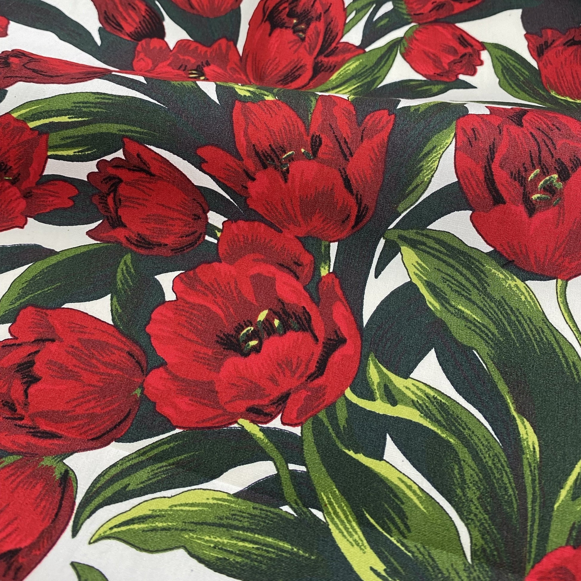 White Tulips Cotton Poplin