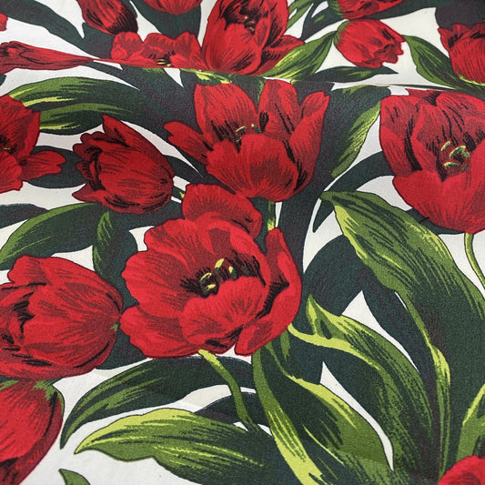 White Tulips Cotton Poplin