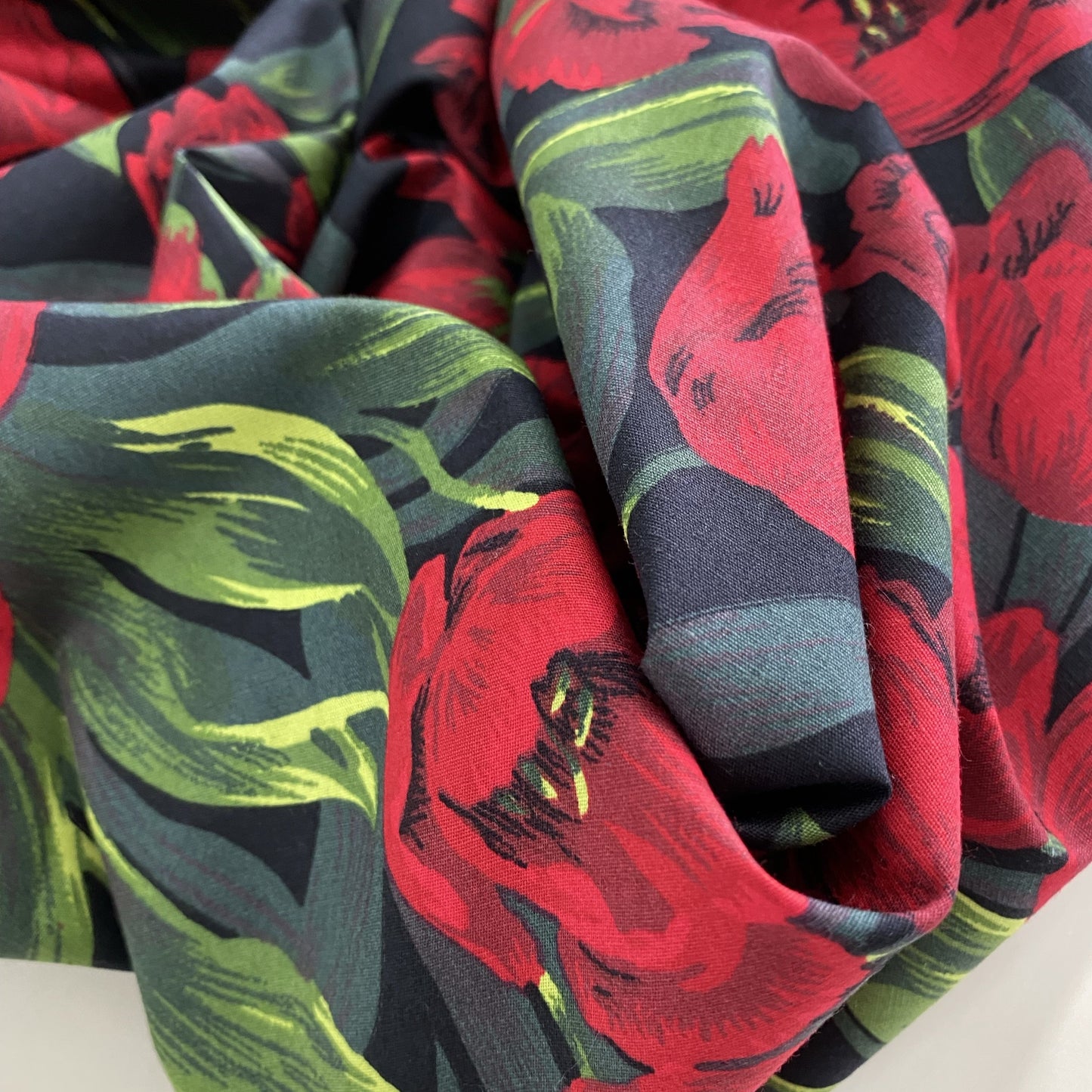 Black Poppy Cotton Poplin