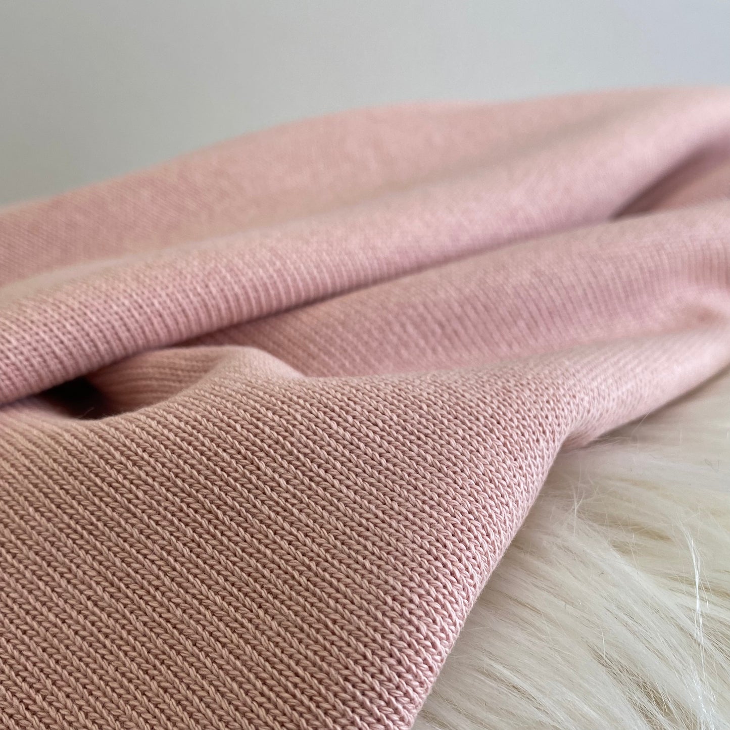 Wanda Cotton Sweater Knit Fabric Shell Pink 1.6m Faulty