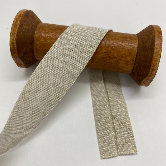 Luxury Pure Linen Bias Binding Oatmeal 20mm