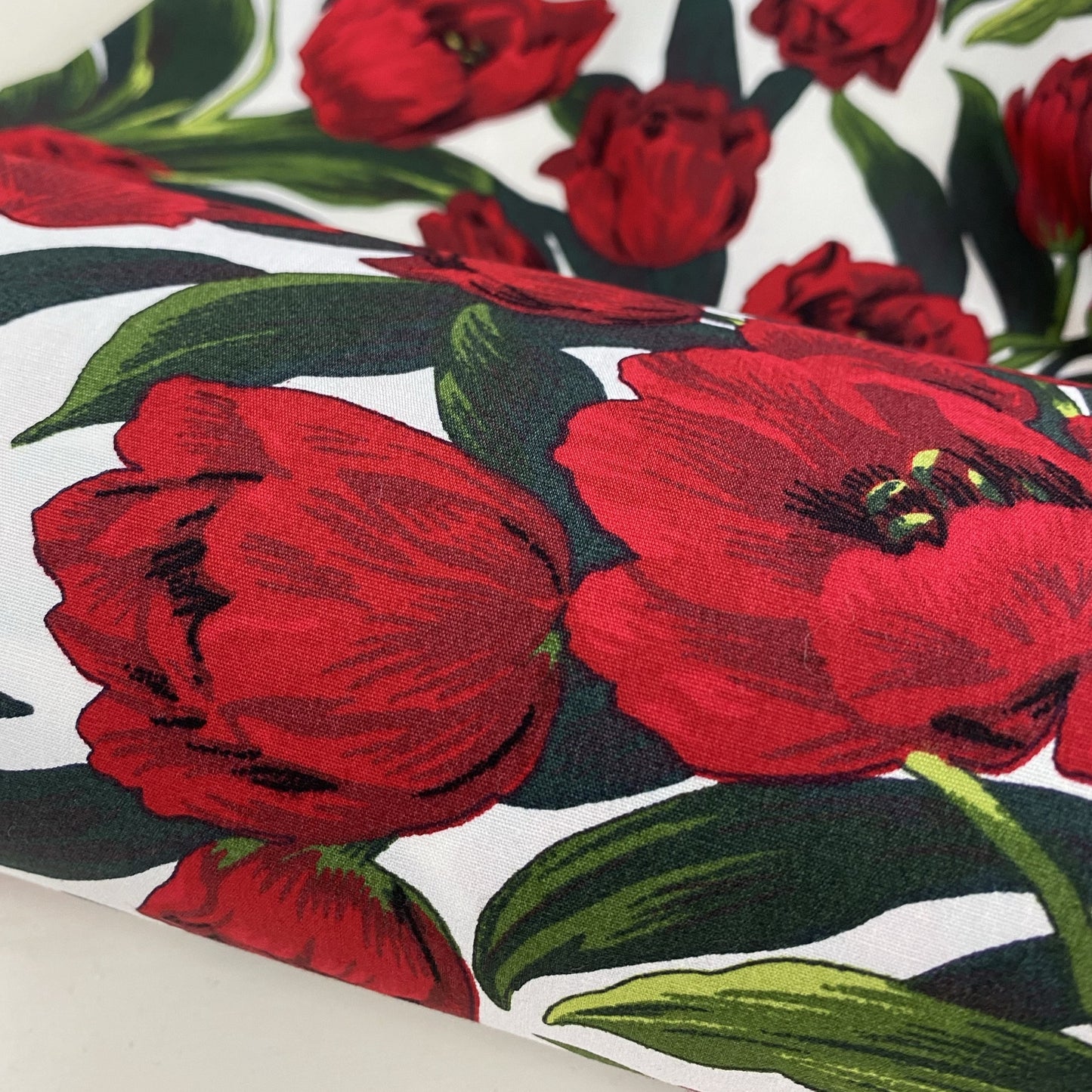 White Tulips Cotton Poplin
