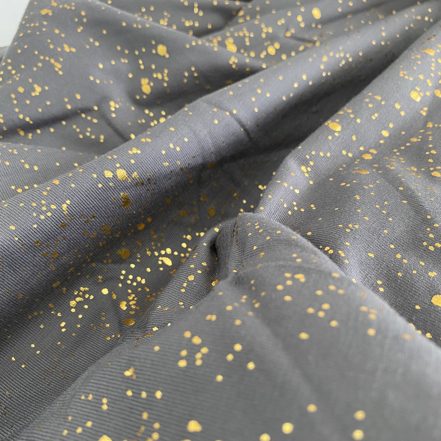Spotty Cotton Jersey Fabric Sparkly Gold