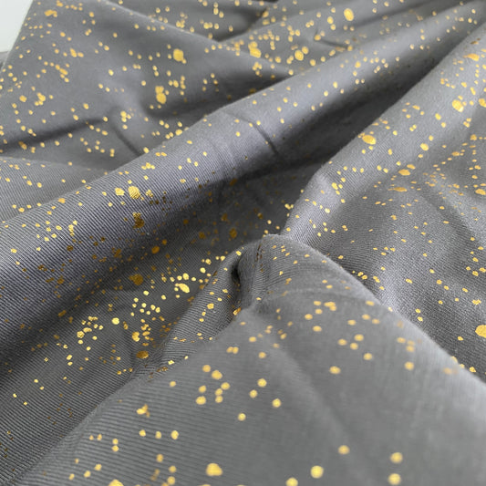 Spotty Cotton Jersey Fabric Sparkly Gold