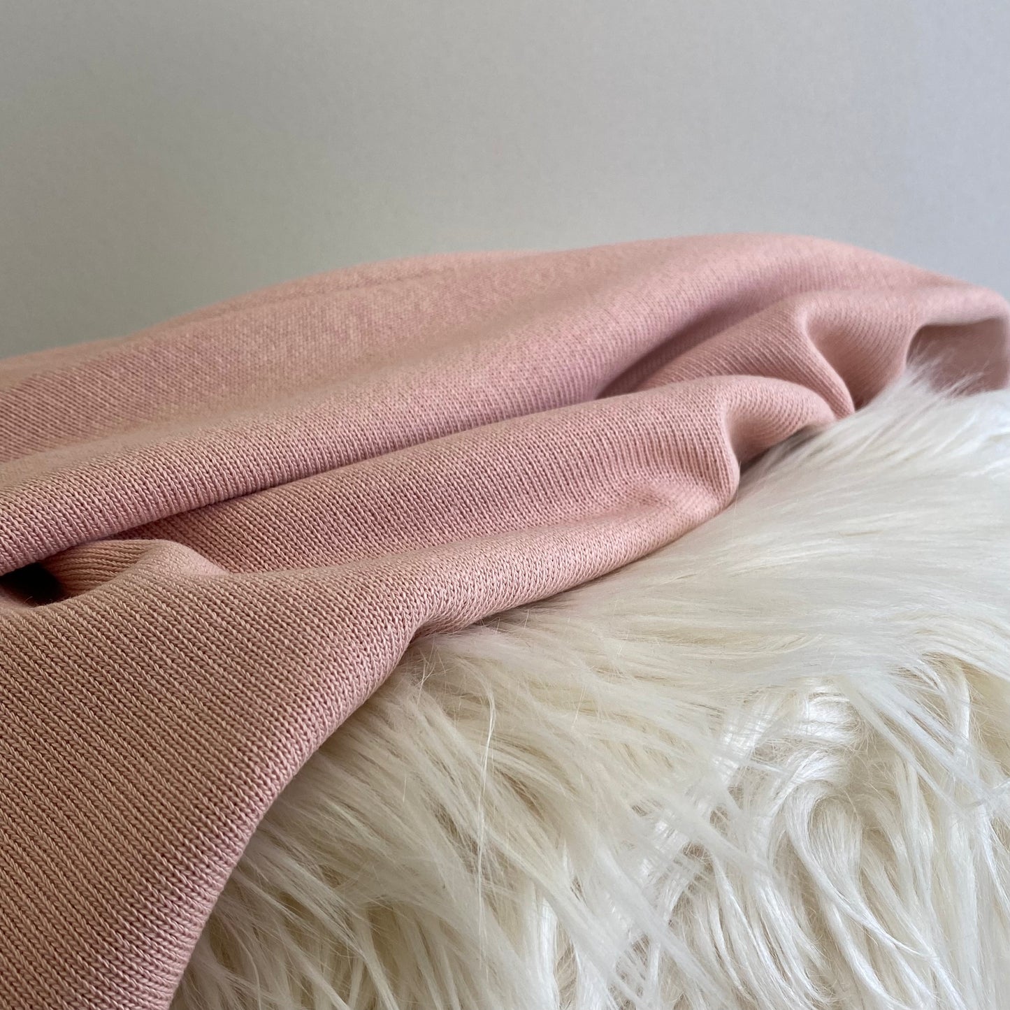 Wanda Cotton Sweater Knit Fabric Shell Pink 1.6m Faulty