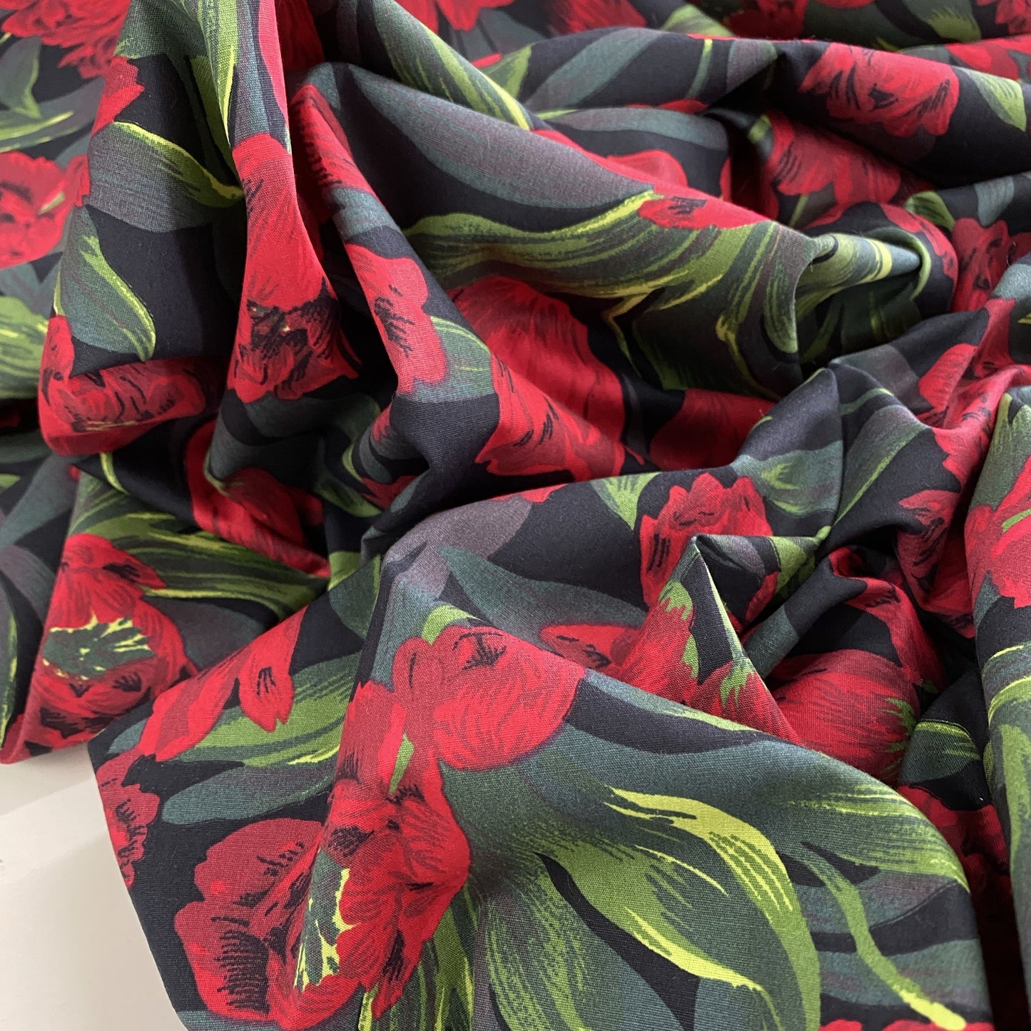 Black Poppy Cotton Poplin