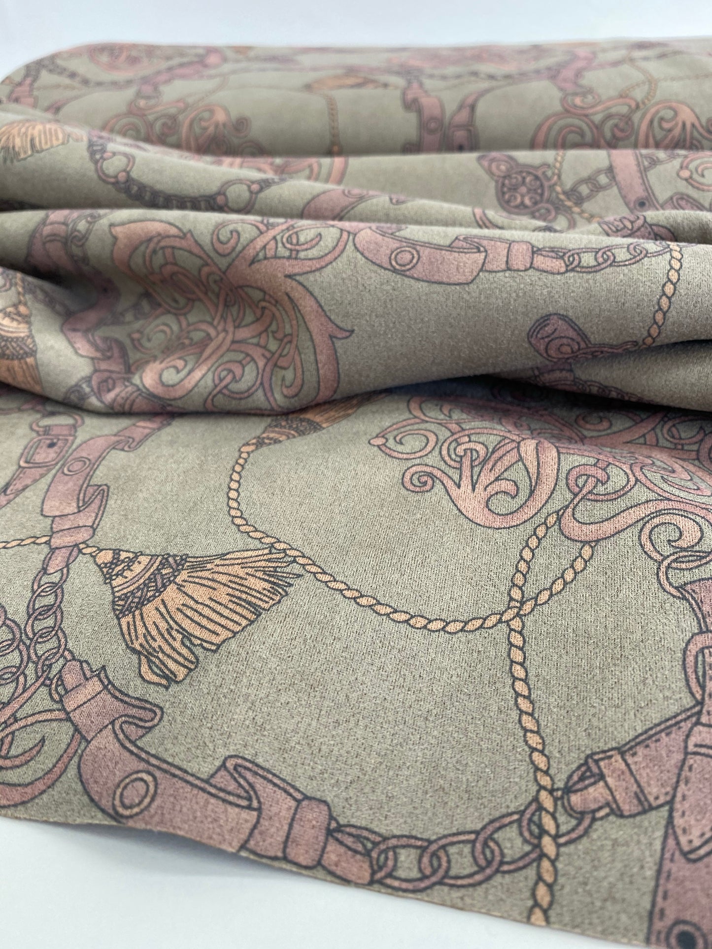 Velvet Scuba Equestrian Print Soft Grey