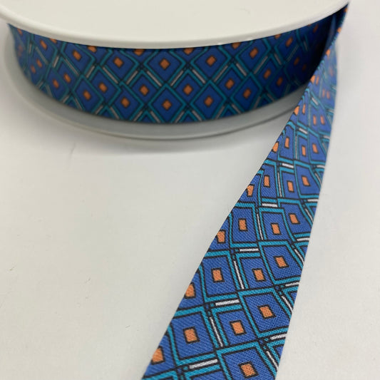 Diamond Cotton Bias Binding Blue 27mm