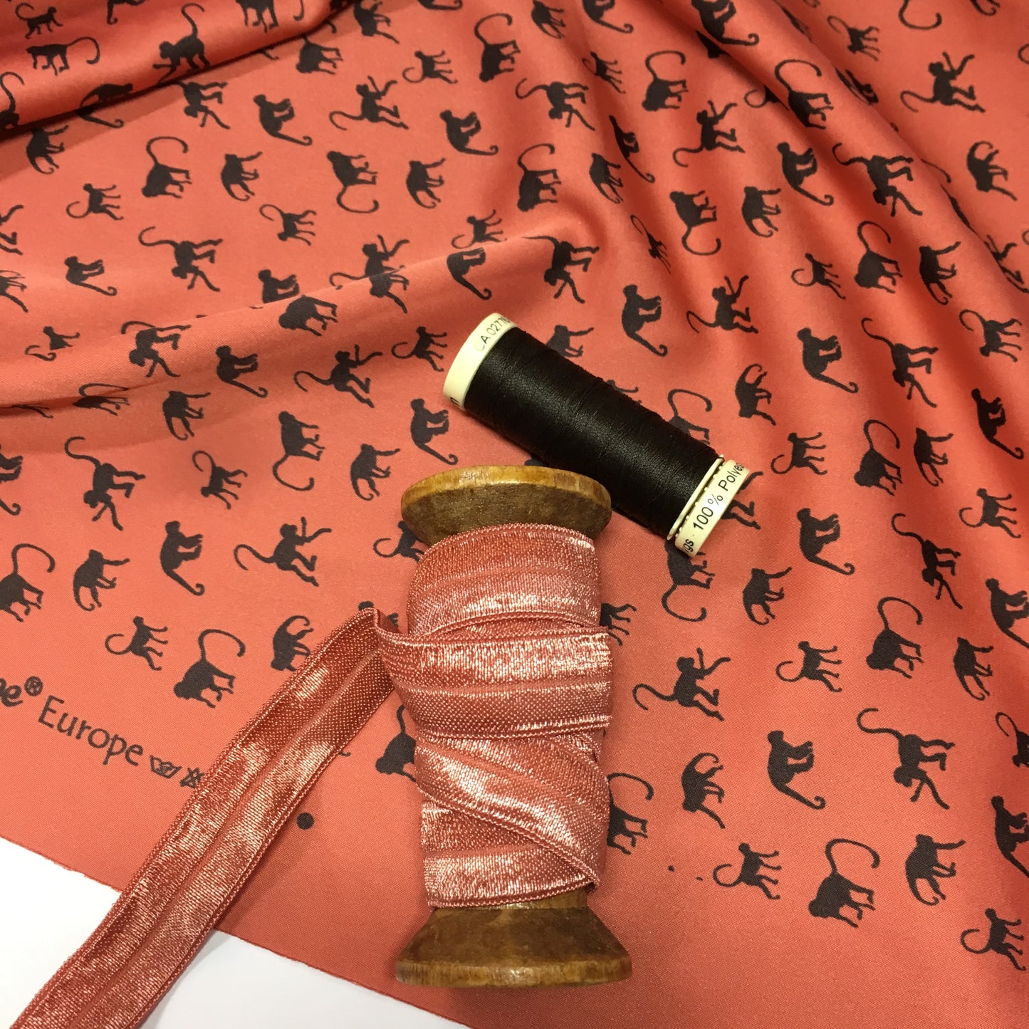 Royal Micro Satin Monkey Print