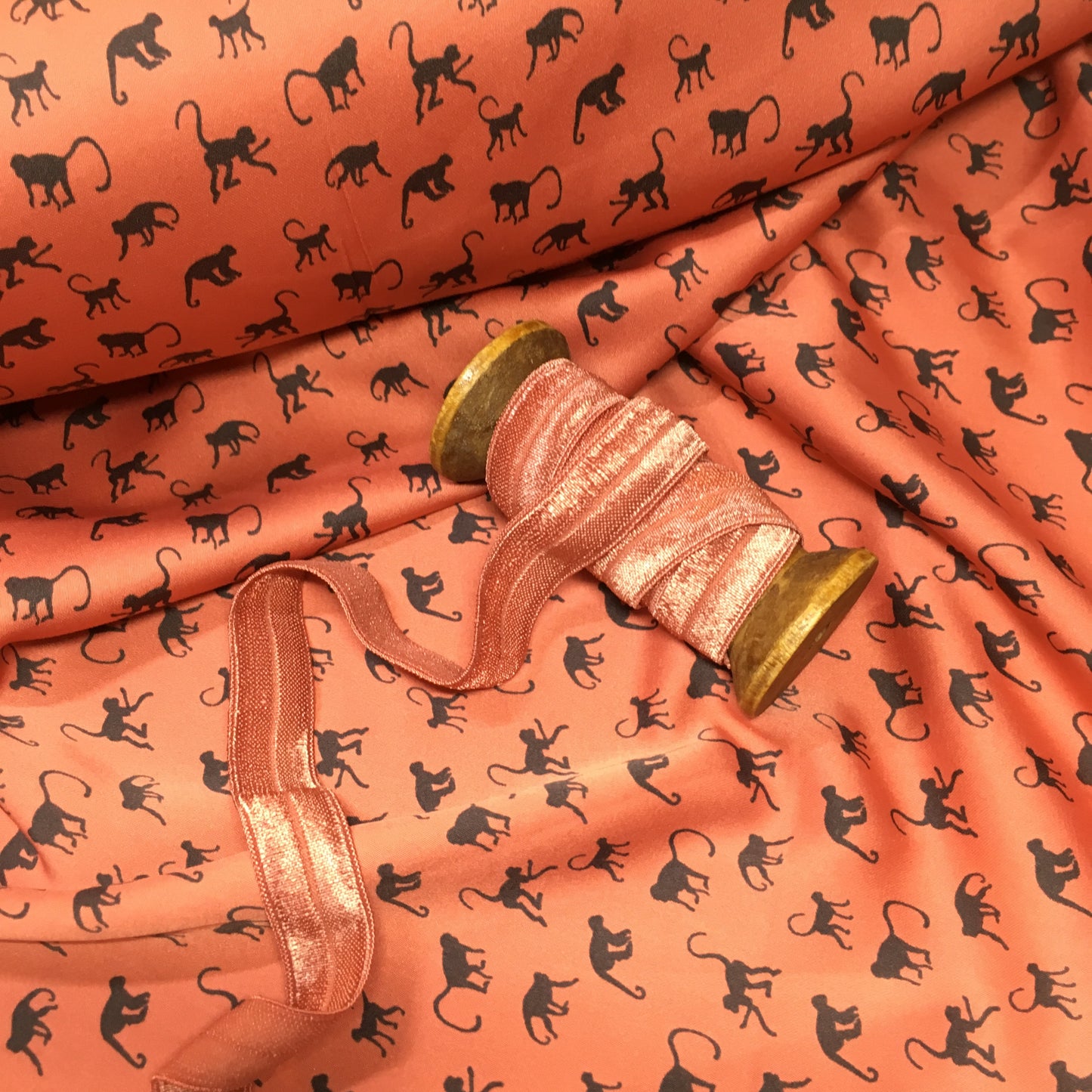 Royal Micro Satin Monkey Print