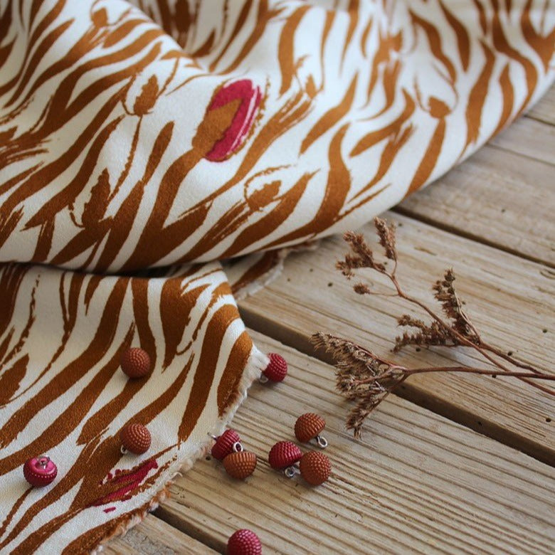 Eglantine et Zoe Zebra Mother of Pearl Viscose Crepe