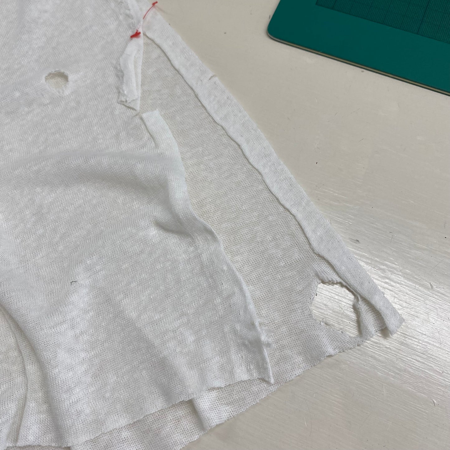 Lily Linen Viscose Jersey Fabric Vanilla Ice FAULTY 1.1m